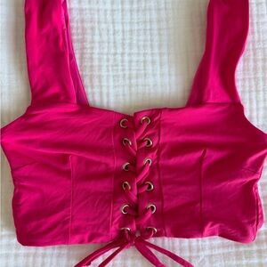 Kya Swim Pink Lace-Up Women's Top